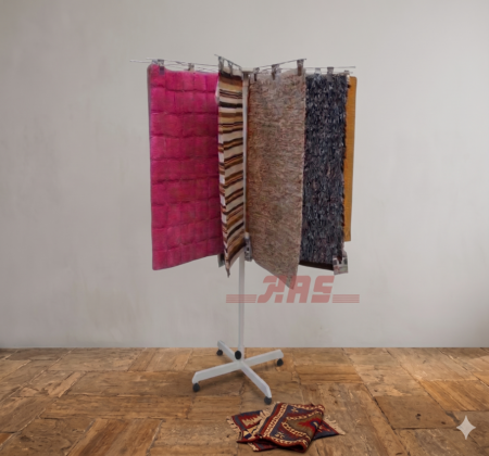 Manual Rotating Sample Carpet Display System (White)- MRSCDS