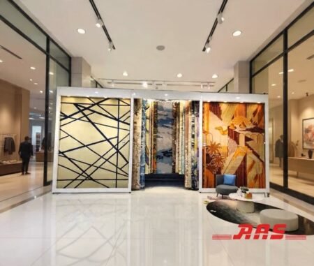 Carpet Sliding Display Stand: (SSSCH+White)